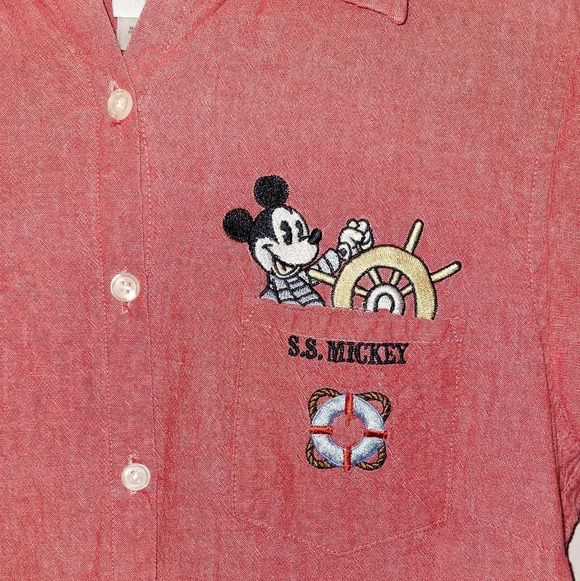 Disney Mickey Sailor 3/4 sleeve button up blouse Women's small Vintage LOT C1 - Picture 3 of 7